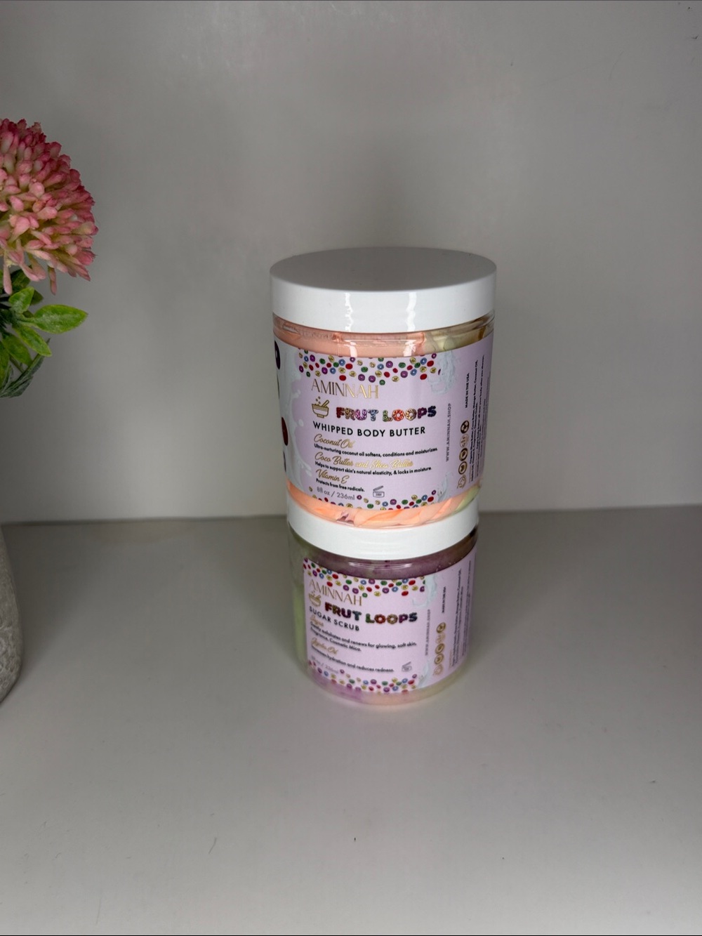 AMINNAH Fruit Loops Whipped Body Butter  and Sugar Scrub